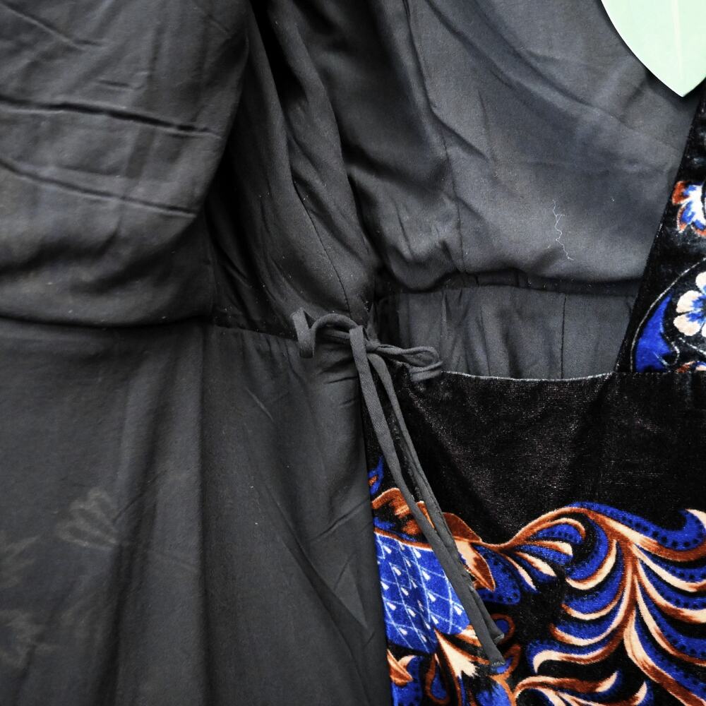 Farm Rio Arabesque Mix Scarves Wrap Velvet Mini Dress Size L - Picture 9 of 12